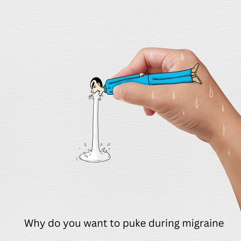 Why do you want to puke during migraine?